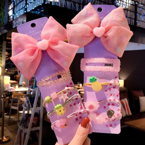 5/8 Pcs/Set Children Cute Colors Cartoon Flower Bow Ornament Hair Clips Girls Knitting Fruit Hairpins Kids Hair Accessories