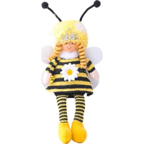 875A Bumble Bee Gnome Scandinavian Tomte Nisse Dwarf Swedish Figurines Dangle Leg Bee Elf Home Farmhouse Kitchen Decor