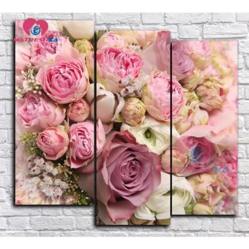 Diamond embroidery flowers diamond mosaic sale pictures of rhinestones painting triptych 5d diy diamond painting crystal craft