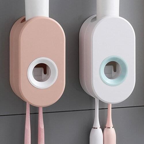 Automatic Toothpaste Squeezer Set Adhesive Wall-mounted Toothbrush Rack Holder