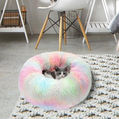 Cama para mascotas Nido de felpa para mascotas Hogar Cálido y suave Perrera redonda Nido de gato Alfombra para mascotas