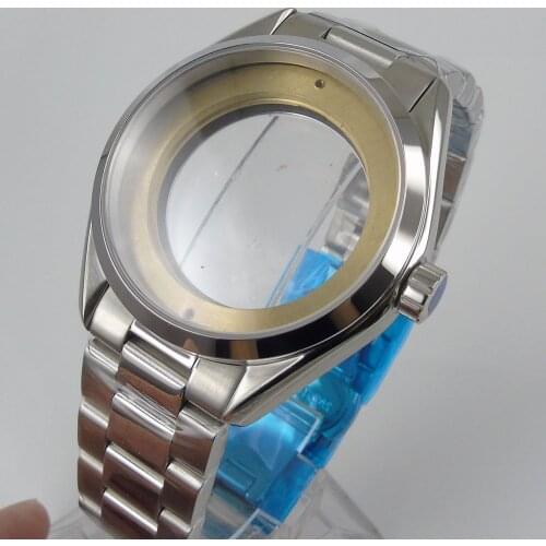 41mm 316L Sapphire Watch Case With Bracelet For NH35 NH36 Miyota 8215 DG 2813 Glass Caseback