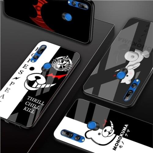 Cute Kumamon Danganronpa Monokuma DIY Luxury Tempered Glass Phone Case For Huawei Honor 30 20 10 Lite Pro 8X 9 10i Cover shell