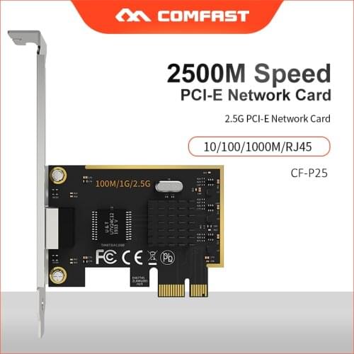 Comfast 2.5Gbps gaming network card CF-P25 Gigabit PCI-E Express Wireless Adapter 10/100/1G/2.5Gbps PCIE-X4 card for desktop