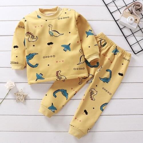 0-6years old Children Thermal Underwear Set Winter Kids Warm Pajamas Homewear Sleepwear Boys Girls Costume Baby Clothing