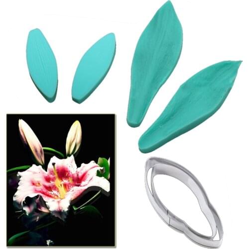 Lily Petal Leaf Flower Veiners Silicone Molds Fondant Sugarcraft Gumpaste Clay Water Paper Cake Decorating Tools CS164