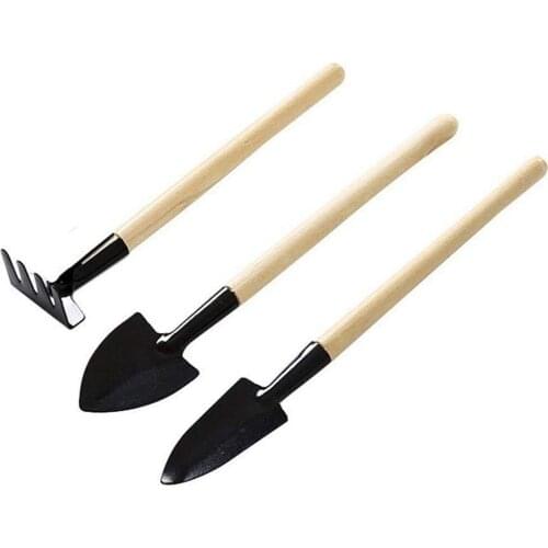 Mini Shovel Rake Garden Plant Tool Set With Wooden Handle Gardening Tools mini three-piece per set Drop Ship 6set -pack