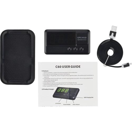 Multi-function GPS Hud Speedometer C60 Portable GPS Speedometer Display MPH KM/H Display Total Time and Distance
