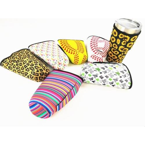 20pcs/lot Cheetah Print Rainbow Sunflower Water Bottle Cover Neoprene Insulated Sleeve bag Case Pouch for 30oz Tumbler Cup