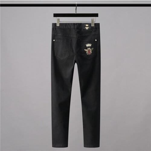 High New 2021 Classical Vintage Morden Luxurious Embroidered Bee Crown jeans Cotton Denim Pants comfort casual 28-38 #N404