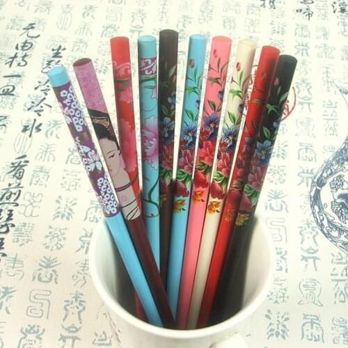 2Pcs/Set Vintage Hair Pick Sticks Painting Japanese Wood Hairpins Hair Pins for Women Natural Chinese Wooden Chopsticks