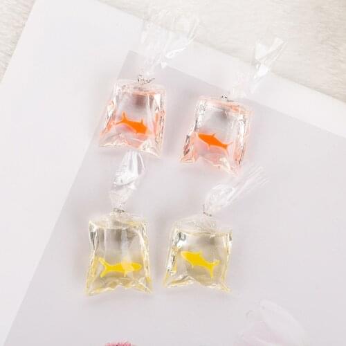 10Pcs Transparent Resin Goldfish Charms Small Fish In Water Bag Jewelry Pendant Fish Bag Earrings Pendant Handmade DIY Material