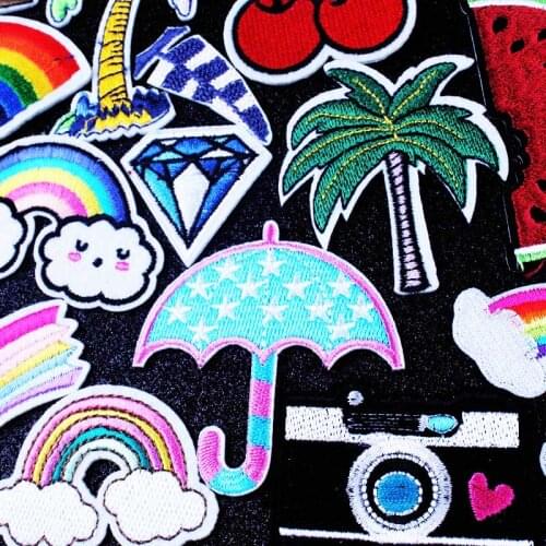 Pulaqi Cartoon Cactus Crown Thermo Stickers On Clothes Iron On Patches For Clothing DIY Stripes Applique Clothes Stickers Badges