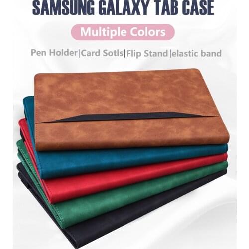 Luxury PU Smart Case for Samsung Galaxy Tab A7 10.4 T500 Lite 8.4 T225 8.0 T290 S7 11 T870 Plus 12.4 T970 Cover Case Pen holder