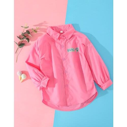 Baby Girls Shirts Letter Print Children Cotton Tops for 6 8 10 12 14 Years Spring & Autumn Long Sleeve Shirts for Teenage Girls