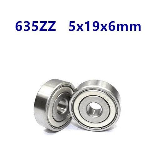 100pcs 635ZZ shielded deep groove ball bearing 635-2Z 635Z 635 5*19*6 miniature steel ball bearings 5x19x6 mm