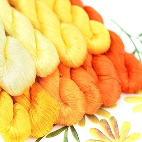 1pcs/400m silk embroidery thread / 100% silk thread /hand embroidery embroider cross stitch/yellow series/10 pure colors