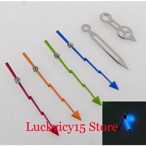 Blue Luminous Steel Silver Color Watch Hand Needles Set Flash Orange/Blue/Green Second Hand