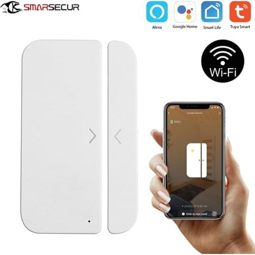 Tuya WiFi Smart Magnetic Door Window Sensor Detector Alarm Wireless APP Voice Control for Amazon Alexa Household