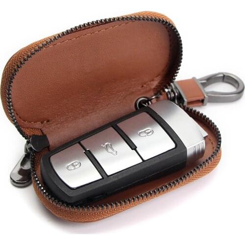 KUKAKEY Hand-woven Brown Key Bag Car Key Case Cover Wallet For Audi MINI Volvo Fiat Citroen Jeep Lexus Honda Chevrolet
