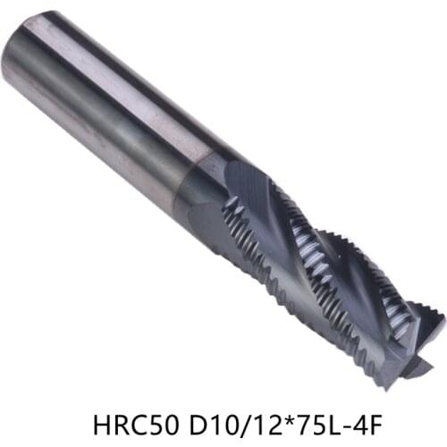 HRC50 D10/12*75MM 4Flutes tungsten solide Roughing End Mills Spiral Bit Milling Tools Carbide CNC Router bits