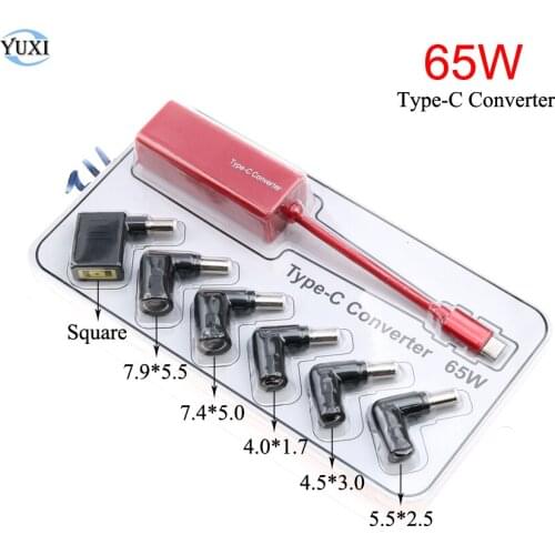 YuXi 65W DC USB Type C Power Adapter Converter Power Jack Connector Square Plug Female to USB C Charger for Macbook Lenovo HP