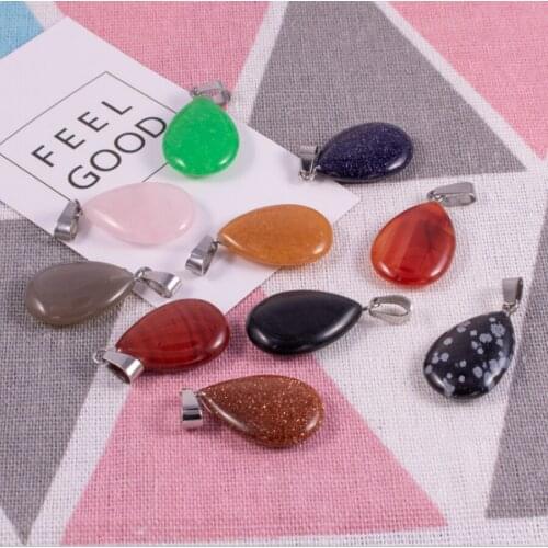 10Pcs Random Mixed Popular Fashion Flat Water Drop Stone Pendants For DIY Handicrafts Necklaces Earrings Jewelry Making QBV007