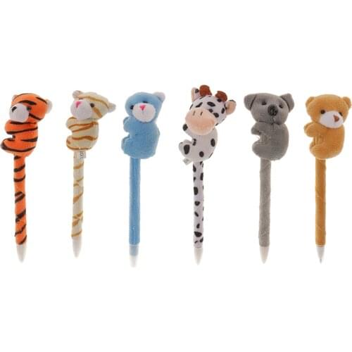 12 Plush Zoo Animal Pens Ballpoint Plushie Pens Kids Accs