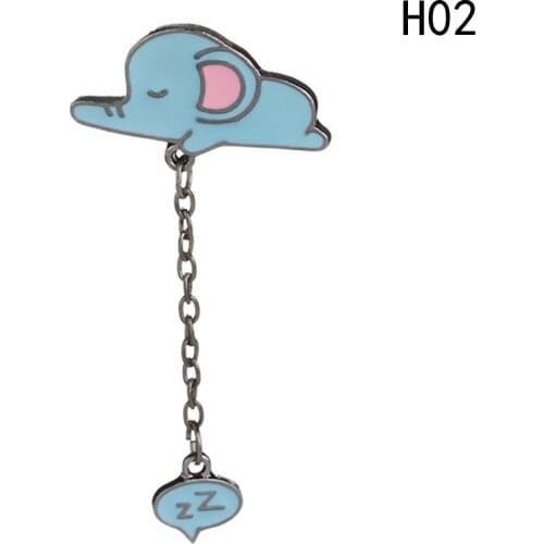 2019 Dropshipping Cute Sleeping Animal Brooch Happy Pig Elephant Cat Animal Enamel Lovely Pins Mini Cartoon Brooch