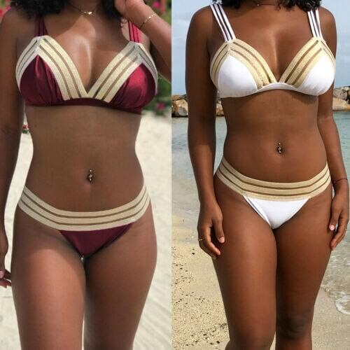 2019 Sexy Women Bikinis Sequins Push-up Padded Bra Biquini Thong Swimsuit Swimwear Triangle Bathing Suit Beachwear