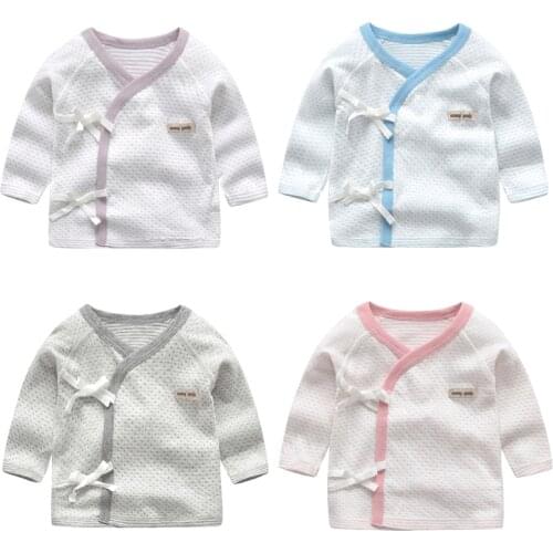 2020 New Baby Bottoming Shirt Knitting Cotton Boys Girls Bottoming Shirt Baby Long Sleeve Shirt Baby V-Neck Sleepwear