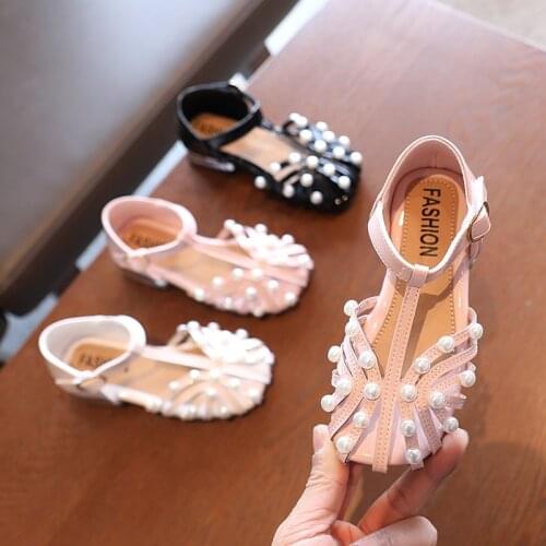 2021 Princess Summer Kids Fashion Pearl Sandal Elegant Girls Little Shoes ChildrenS Beach Sandals 3 4 5 6 7 8 9 10 11 12 Years