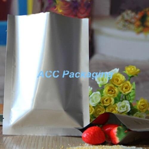 3.9''x5.9'' (10x15cm) Open Top Plating Pure Aluminium Foil Bag Heat Seal Plastic Aluminized Vacuum Pouch Tea Powder Storage Bag