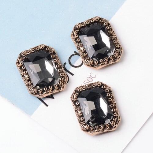 5 pcs Alloy Crystal retro edging diamond jewelry buckle accessories Square diamond buckle diy handmade clothing bag materials