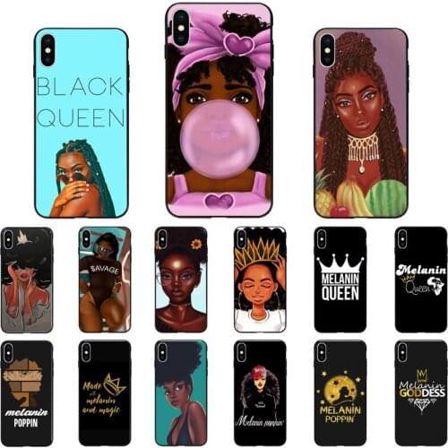 Afro Black Girl Magic Queen Melanin Poppin Phone Case for iphone 12 11 Pro XS MAX XS Max SE2 XR 8 7 6 Plus