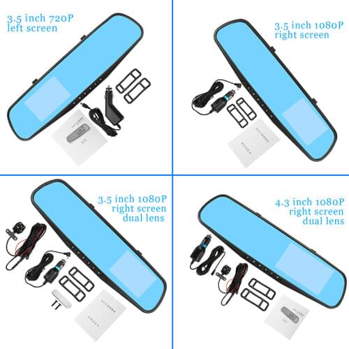 3.5/4.3 inch Car DVR Camera Full HD 1080P Automobile Data Recorder Rearview Mirror Dash Digital Video Recorder Dual Lens Camcord