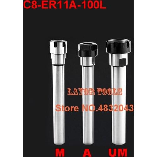 Free Shipping C8 ER11A 100L/C8 ER11A 150L Collet Chuck Holder 100MM/150MM Extension Straight Shank for ER Collet with ER11A Nut