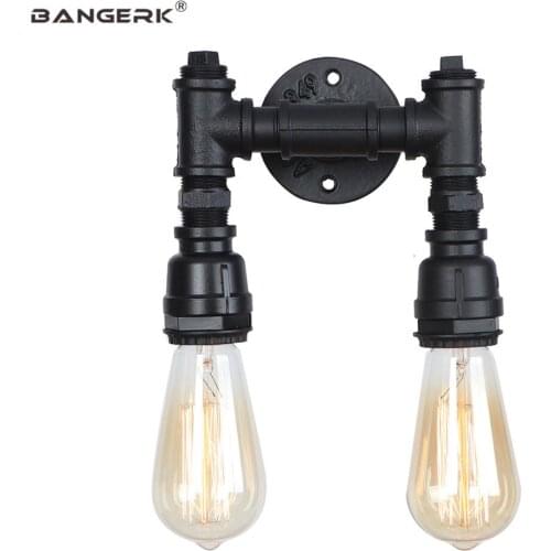 Loft Industrial Water Pipe Wall Lamp Vintage Double LED Sconce Wall Lights For Dining Room Bedside Home Decor Fixture Lighting