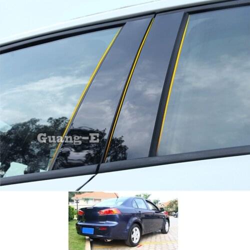 For Mitsubishi Lancer EX 2010-2018 Car PC Material Pillar Post Cover Door Trim Window Piano Black Molding Sticker Plate
