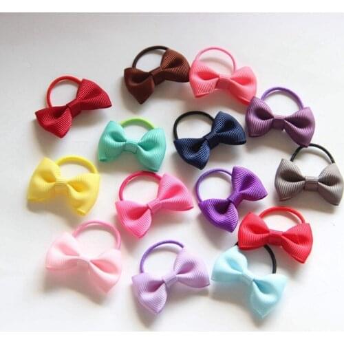 FODDSIA 10Pcs/lot Small Ribbon Bow with elastic hair bands kids hair accessories bowknot hair tie Girls Hair ropes R12