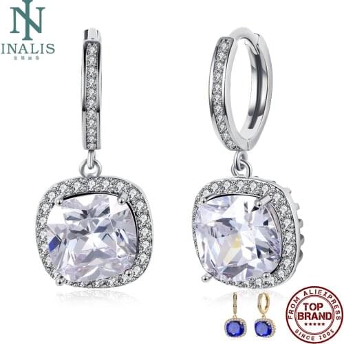 INALS Fashion Zircon Dangle Earrings 2 Color Square Personality Drop Earrings For Women Jewelry Anniversary Romantic Gifts Bset