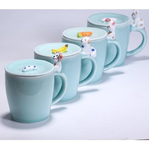 Exquisite animal cartoon ceramic mug Funny 3D stereo Monkey Dog Rabbit Cat Milk cup