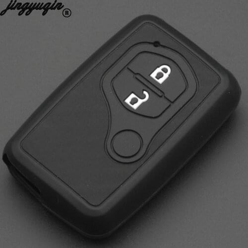 Jingyuqin Carbon Fiber Silicone Car Key Case Cover Remote Fob Keychain for Toyota Camry Crown RAV4 Corolla Prado Prius