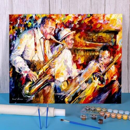 Oil Painting Style Jazz Trio DIY Painting By Numbers Complete Kit Acrylic Paints 50*70 Canvas Painting Paintings Drawing