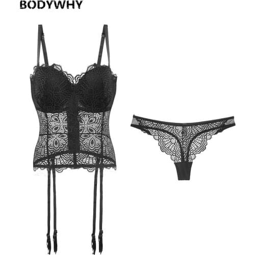 Women Lace Bra Set Backless Bra and Panty Set Push Up Deep V Underwear Brief Set Lingerie 3 Colors Sexy Elegant Fashion Beauty