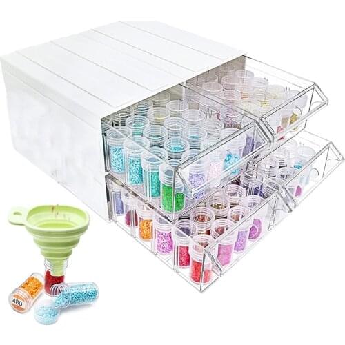 Storage Containers for Diamond Painting Accessories, 4Pcs Stackable Craft Storage Organizers 88 Slots Individual Box