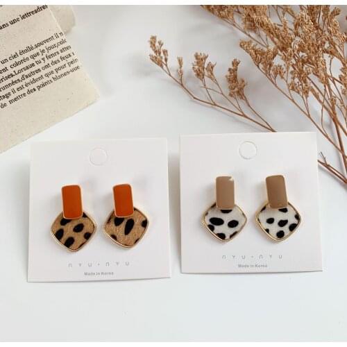 Short Needle Fashion Jewelry Fairy Leopard print earrings Personality Oil dripping elegant pendant earrings Party gifts