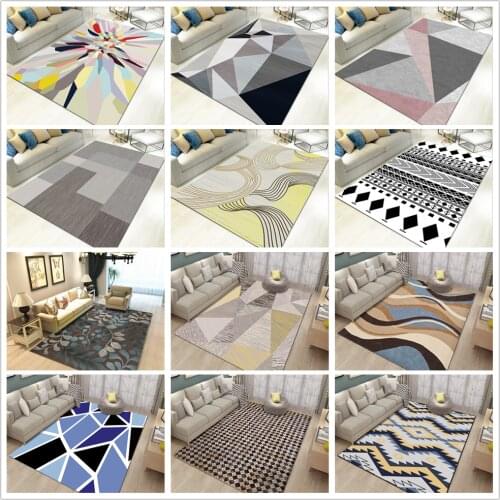 Geometric patterns stylish modern minimalist nordic style living room sofa rug home carpet printing mat machine washable