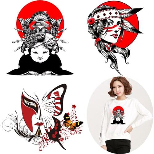 Beautiful Girl Patch Appliques Heat Transfer Vinyl Washable Sticker Stripes On Clothes Letter Feather Badge Iron On Transfer Diy