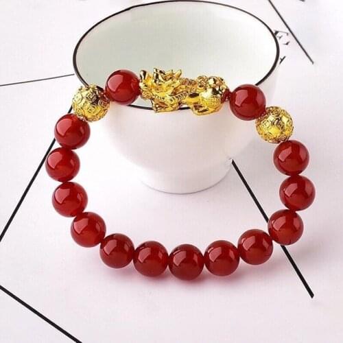 Red Natural Crystal Bracelet Round Beads With Pi Xiu Charm Bracelets Candy Hand Row for Women Girl Fashion Jewelry JoursNeige